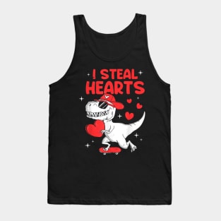 I Steal Hearts Trex Dino Valentine's Day Tank Top